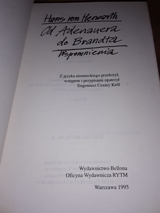 Od Adenauera do Brandta Herwarth wspomnienia