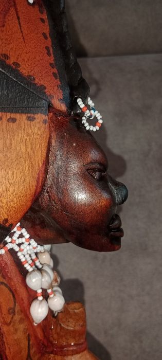 AFRYKAŃSKI wojownik Rzeźba plemienna Drewno RZEŹBIONY posąg