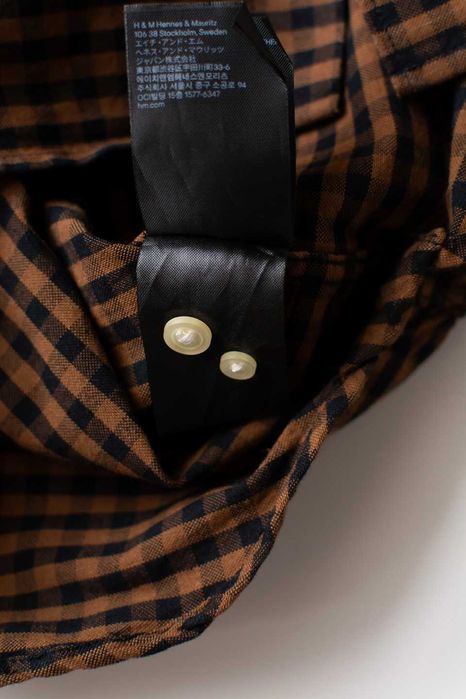 Koszula męska regular fit brązowa krata H&M bawełna casual preppy S