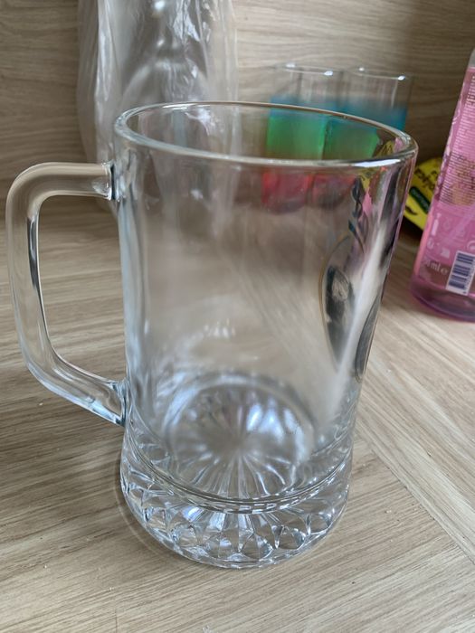 Kufel do piwa z grubego szkła Piast z grawerem Paweł