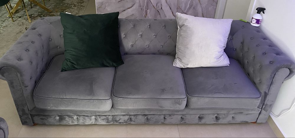 Sofa veludo cinza