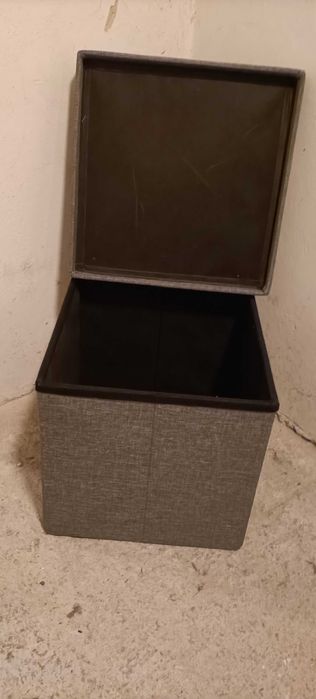 Pufa składana ze schowkiem szara