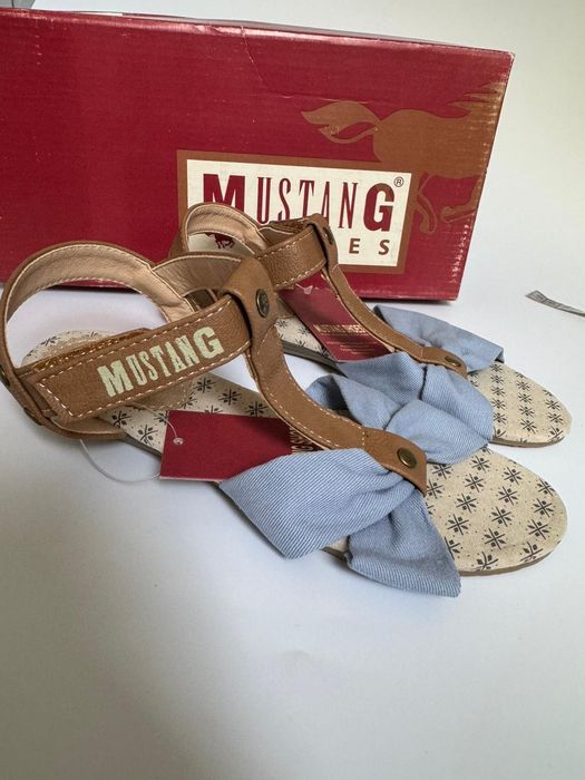 Nowe sandały dziewczęce MUSTANG SHOES brązowe niebieskie 34
