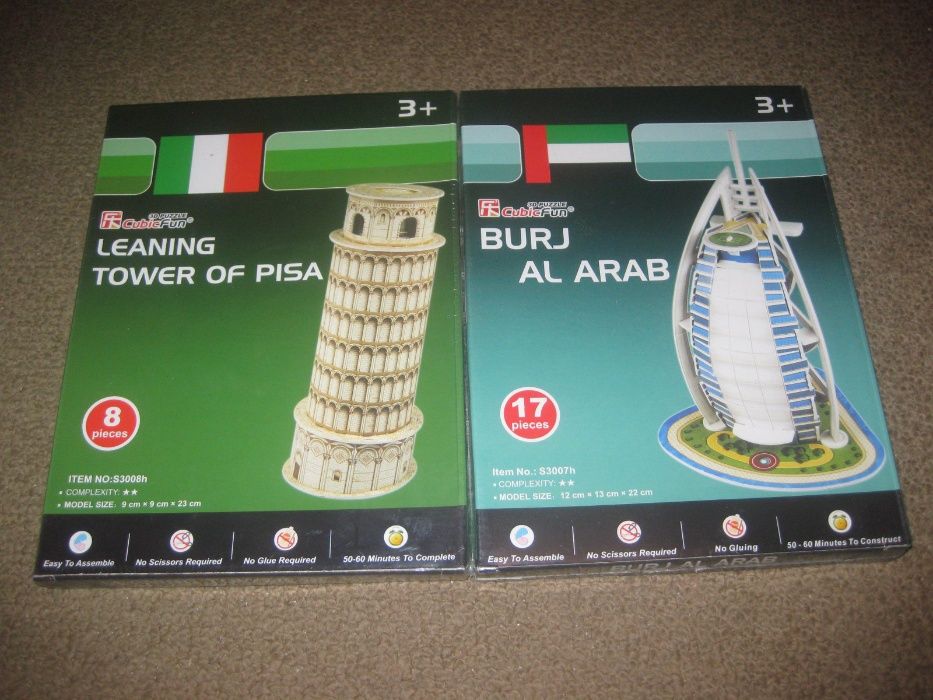 7 Puzzles 3D de Monumentos Históricos/Selados!