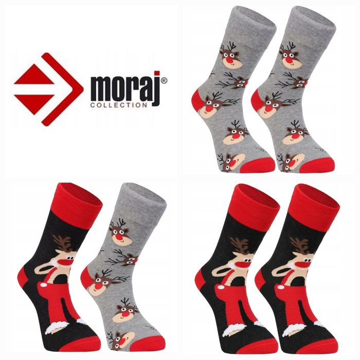 Skarpety 2 pary Bawełna Świąteczne męskie w renifery Moraj R. 43-45