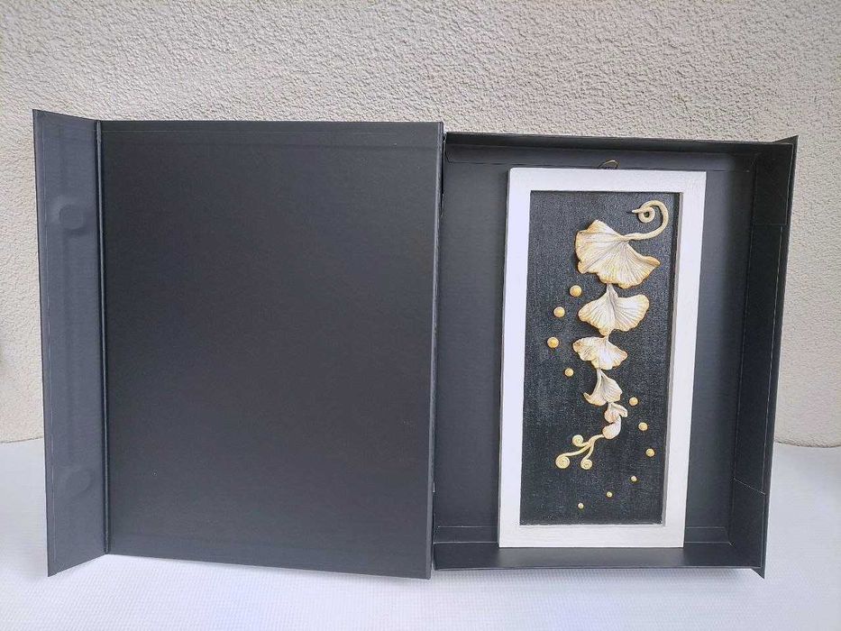 Obraz 3D Ginkgo Biloba na sklejce – Rękodzieło, Loft / Glamour, 15x30 cm