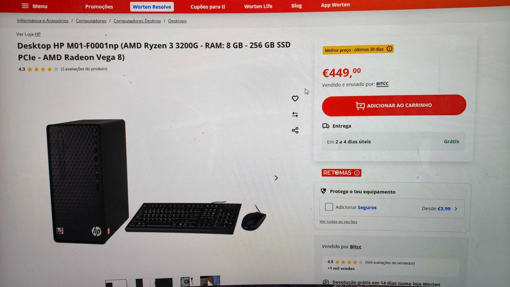 Desktop Ryzen 3 3200/8gb