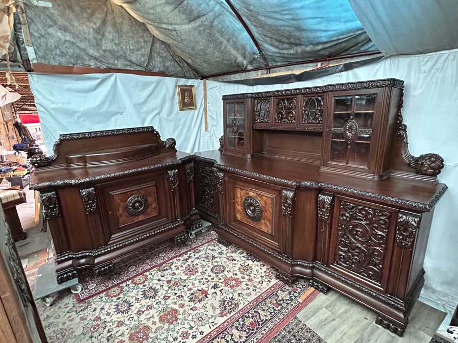 Antyczny Bufet Lwie Łapy Kredens + Pomocnik Komoda UNIKAT Po Renowacji
