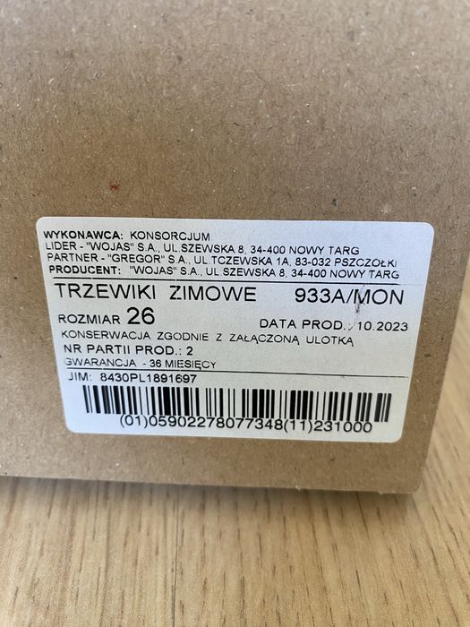 Trzewiki zimowe skórzane