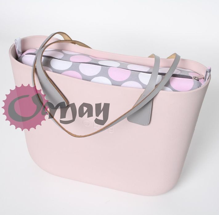 Szary organizer do OBAG STANDARD grochy róż pudrowy 2 kieszenie OMAY