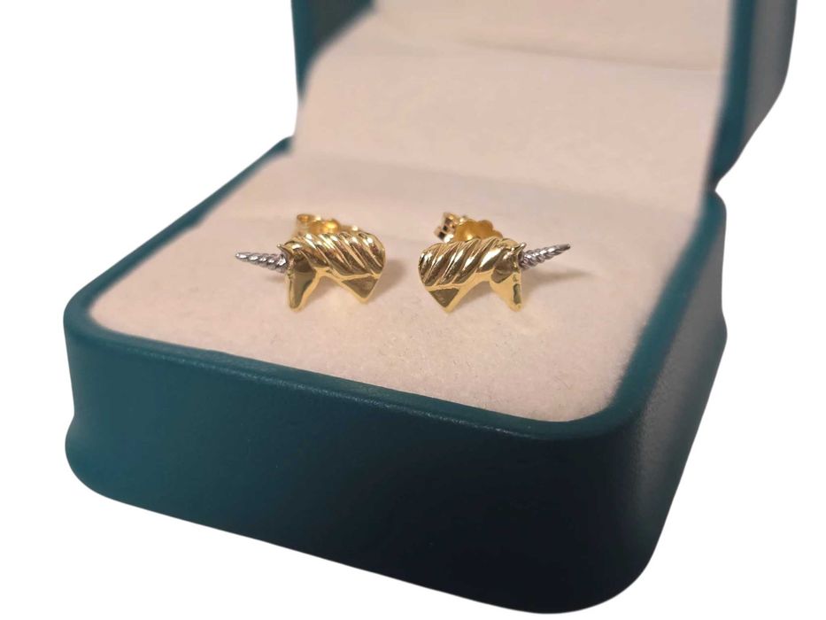 Fajne Złote Kolczyki Jednorożce 1,63g 585