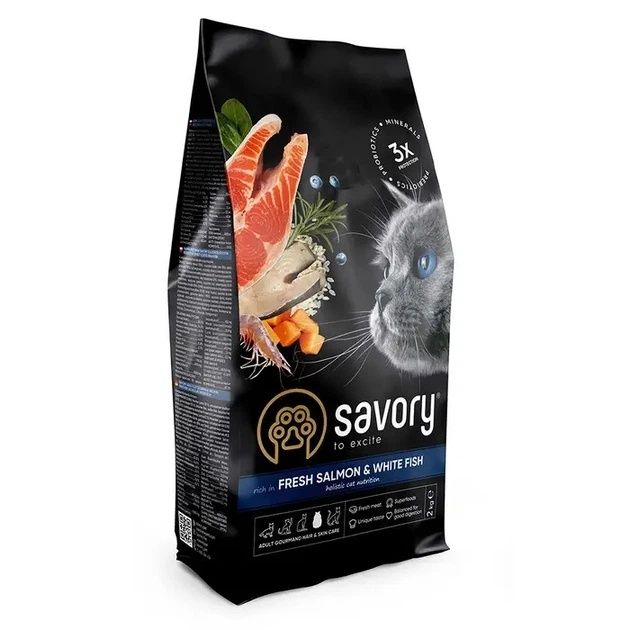 Корм Savory для котів з лососем та білою рибою 2кг
