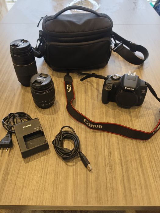 Canon EOS 2000D — Kit Completo com 2 Objetivas + Mala