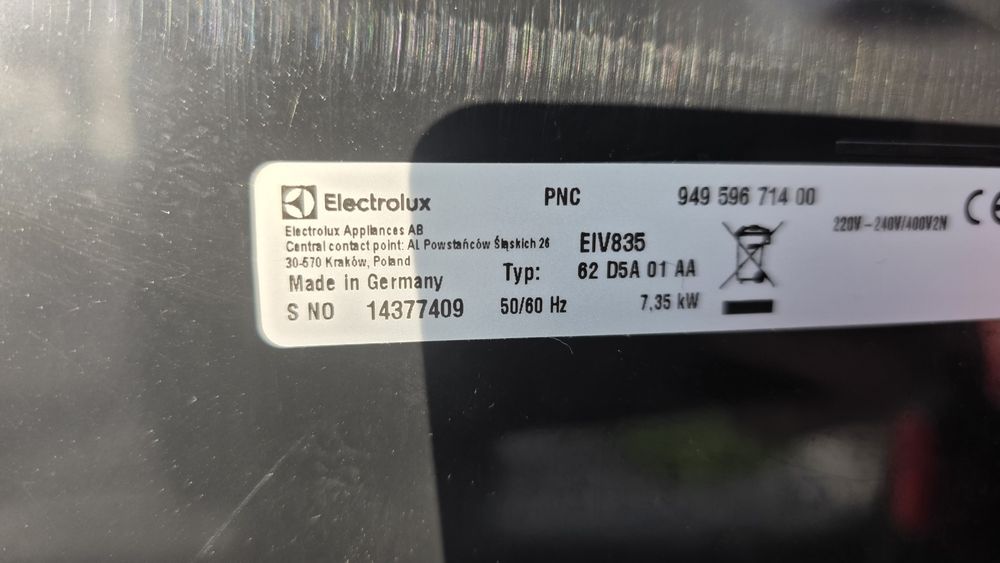 Indukcja Elektrolux EIV 835