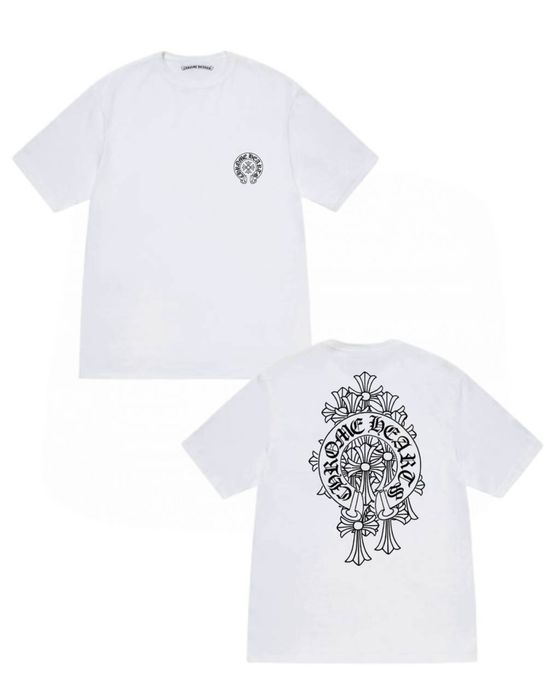 Мужская футболка Chrome Hearts Logo черная  белая унисекс Хром Хартс