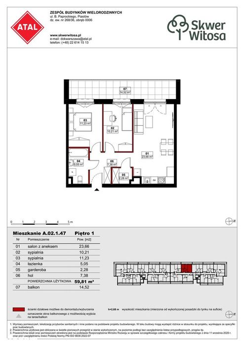 3-pokojowe mieszkanie 59m2 + balkon Bezpośrednio