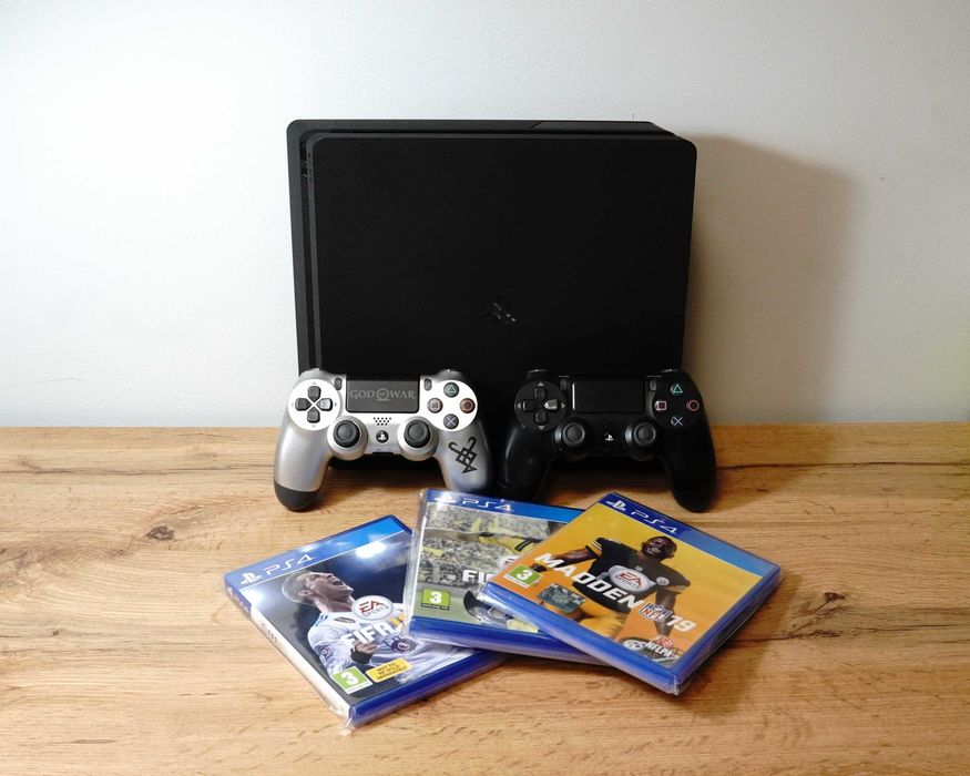 Sony PlayStation 4 Slim 500GB + 2 оригинальных геймпада + игры | Полностью рабочая