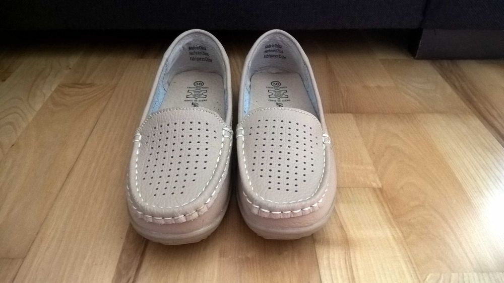 buty mokasyny beżowe skórzane r. 38