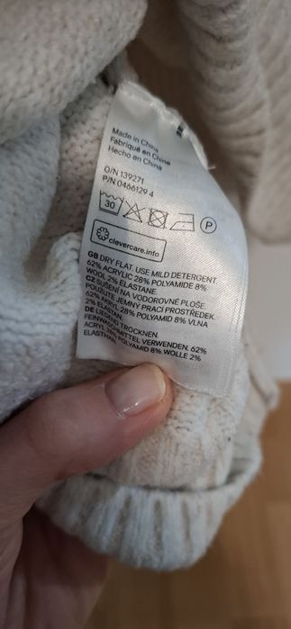 Dłuższy beżowy sweter H&m r.m 170 cm