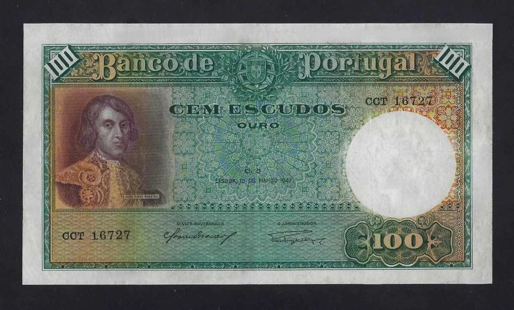 NOTA Portugal 100 Escudos 1941 QUASE BELA