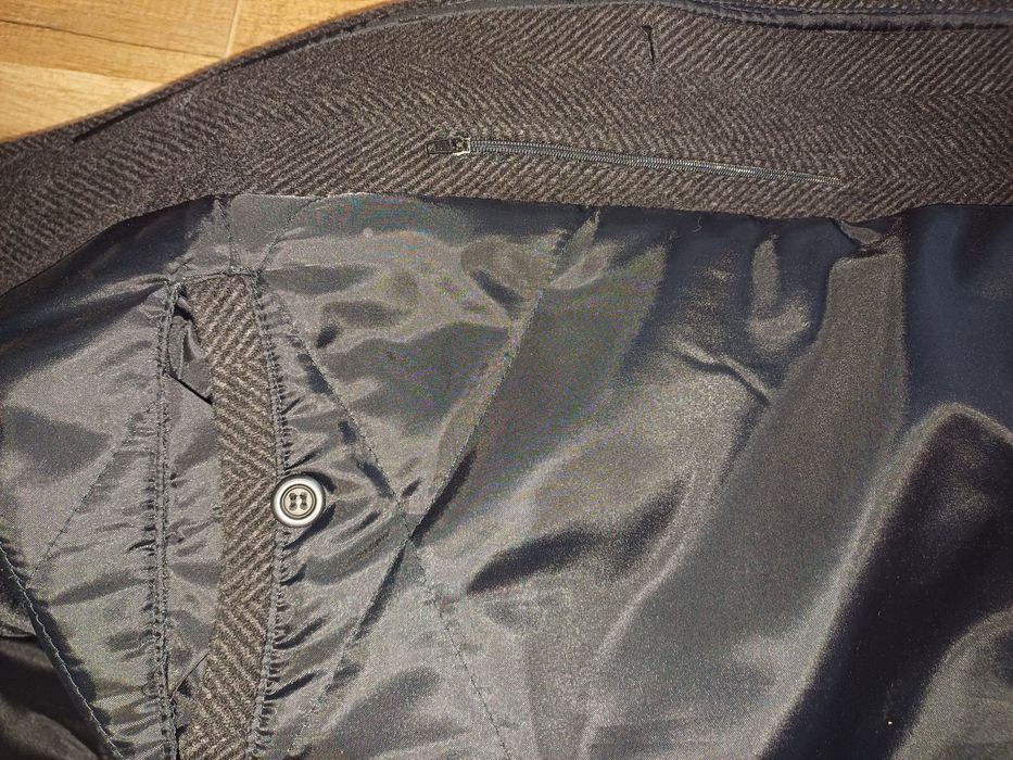 Płaszcz czarny męski wełna kaszmir XL wiliński jodełka