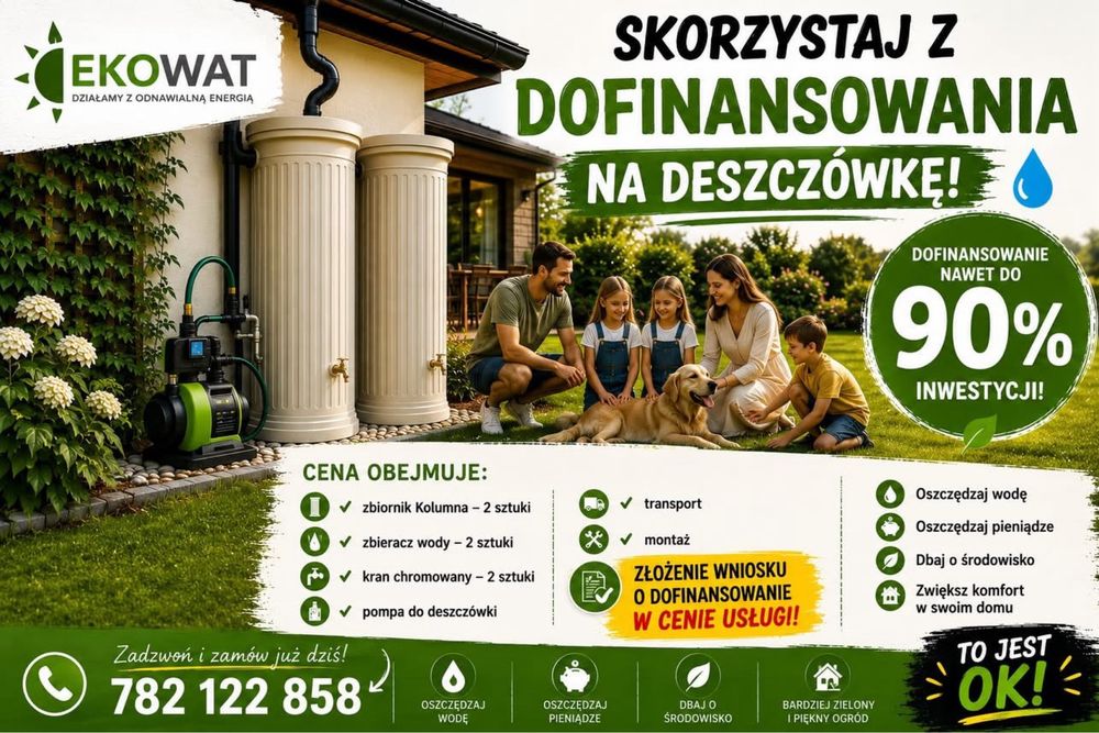 Dofinansowanie na deszczówkę, zbieranie deszczówki, mikroretencja