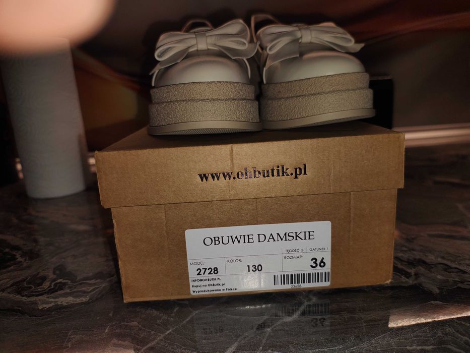 Półbuty na wyższej podeszwie RUSIN PALESTI BEIGE skóra naturalna