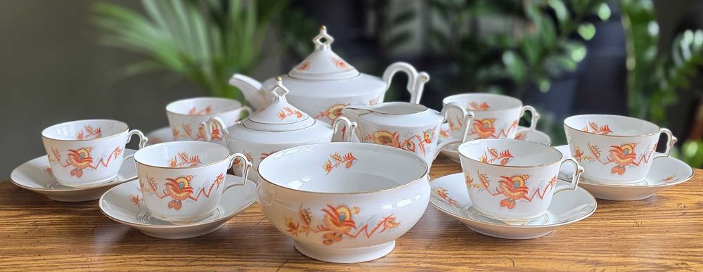 Porcelanowy serwis do herbaty w stylu art déco – Thomas, Bavaria (Grupa Rosenthal).