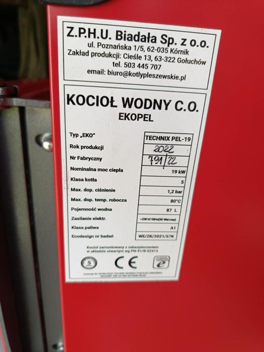 Piec na pellet klasy 5