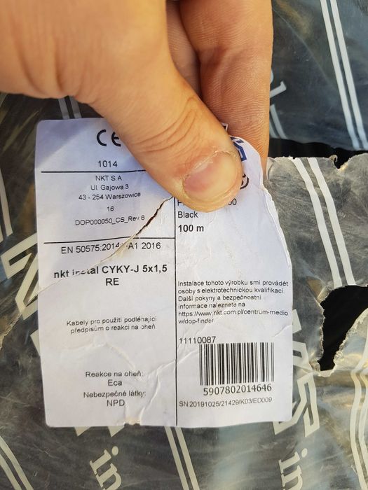 Кабель силовий (моноліт) NKT instal Prakab Draka CYKY 5×1,5 / 2×1,5 EU
