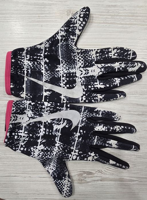 Nike Thermal Gloves Women's Medium Rally Running Printed Black/White/Vivid Pink