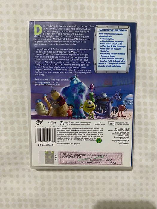 Dvd Monstros E Companhia usado apenas algumas vezes