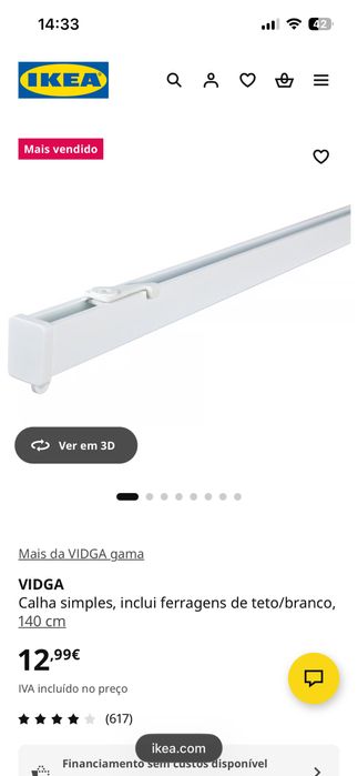 Calhas de cortinado Vidga IKEA (Novo)