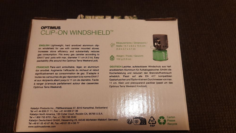 Optimus clip-on windshield pára-vento para fogão campismo bikepacking