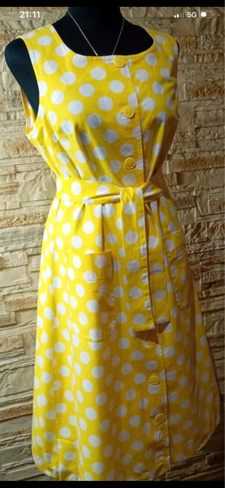 Sukienka bawełniana w grochy vintage /Prl M/L