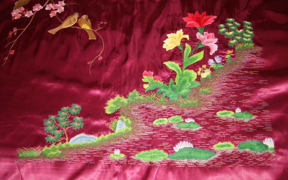 Narzuty chińskie z niepowtarzalnym HAFTEM RĘCZNYM na łóżko