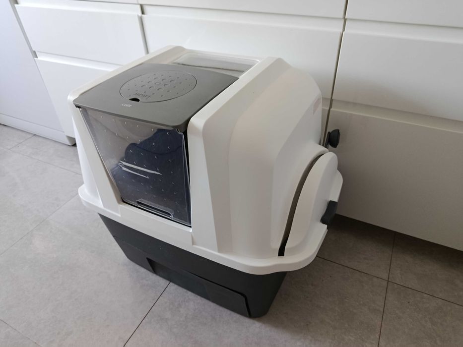 Caixa de areia semi-automatica para gato