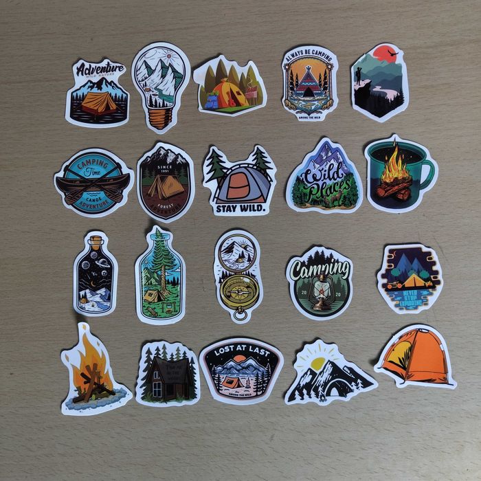 100 Autocolantes Stickers Campismo Montanha Van Aventura