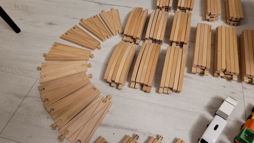 Kolejka drewniana Ikea, pociągi, tory, rozjazdy, wiadukty mega zestaw