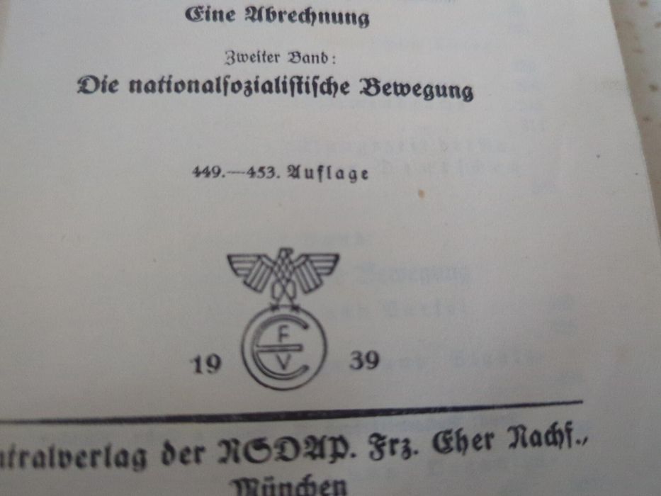 Mein Kampf – Adolf Hitler – oryginalne wydanie 1939 – 449.–453. Auflage