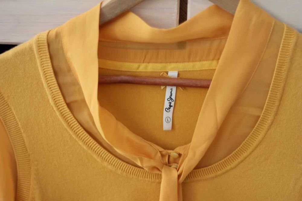 PEPE JEANS sweter koszula kokarda wiązanie preppy 38 M