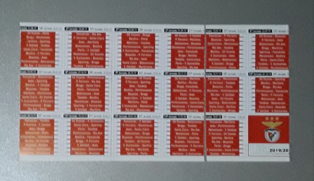 Calendário de bolso Liga 2019 ~ 2020 S L Benfica