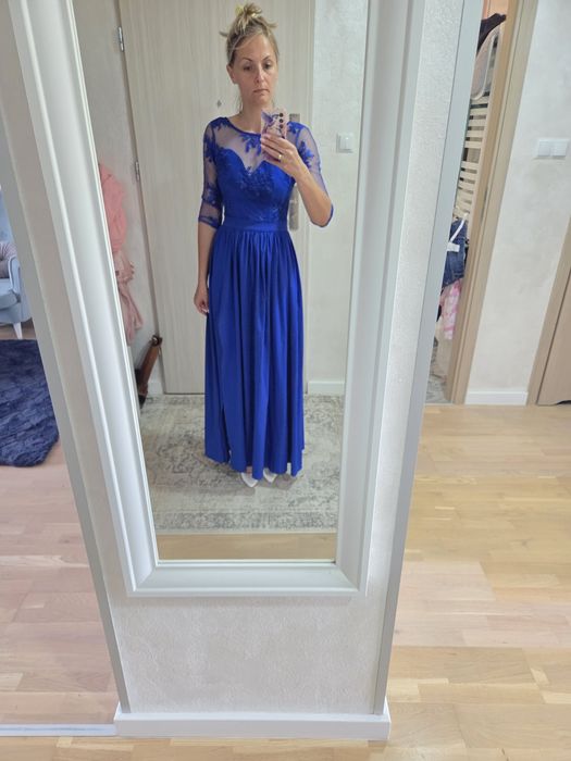 Suknia balowa chabrowa weselna r.xs