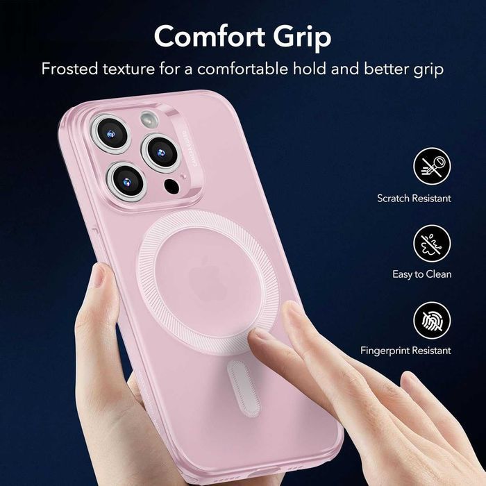 ESR Halolock etui magsafe do iPhone 13 Pro MAX pancerne pół mat różowe