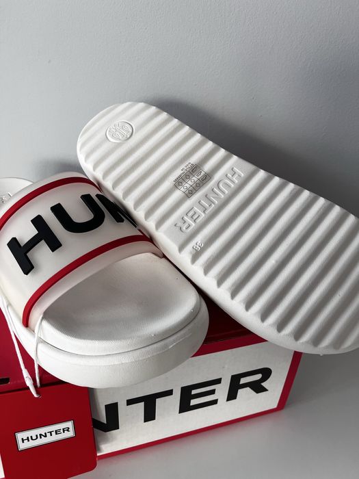Klapki Hunter rozmiar 38 - białe, nowe z metka wkładka 25cm