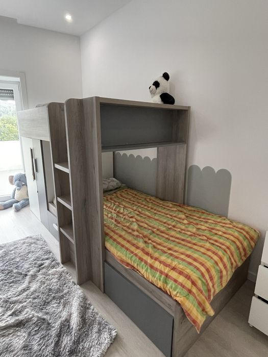 Beliche infantil com arrumação – 2 camas 90x190 cm