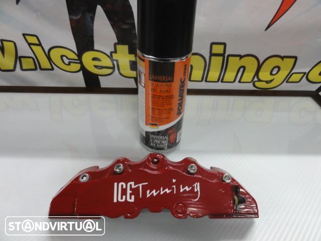 Tinta em spray de alta temperatura Foliatec para bombas / pinças de travão, kit 2 componentes em vermelho brilhante, azul brilhante, branco
