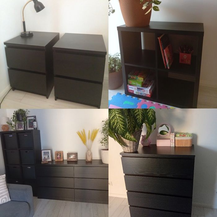 Zestaw mebli Ikea Malm 2*komoda 2*półki 2*szafki nocne
