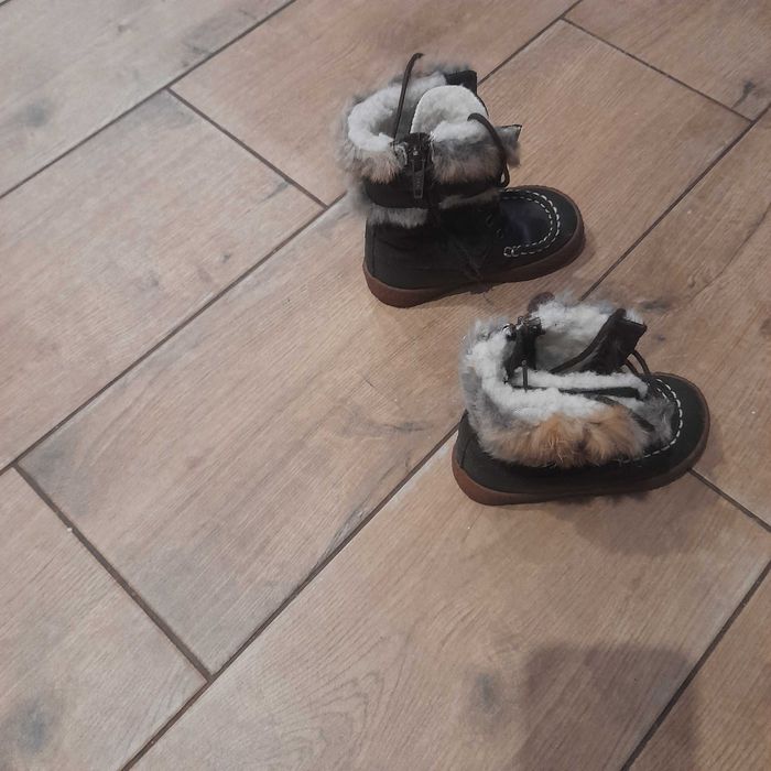 Buty zimowe dla dziewczynki POM D'API, skórzane, rozm. 24, kolor brąz