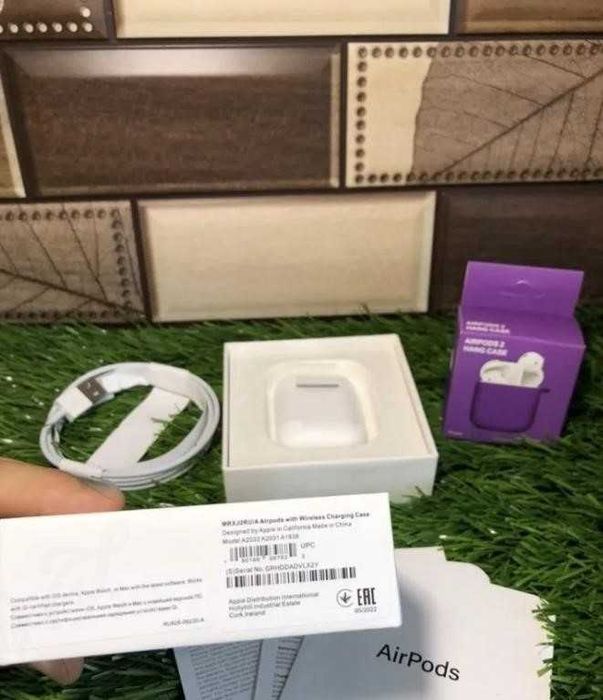 Наушники Airpods 2 Макс качество!! 1в1 с + чехол в подарок